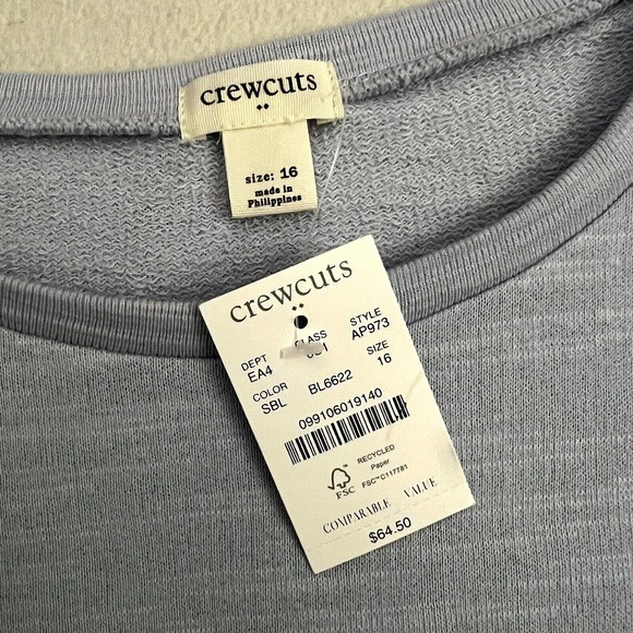 NWT J. Crew Crewcuts Girl Blue Knit Long Sleeve Metallic Rainbow Dress AP973 16 - Picture 5 of 8